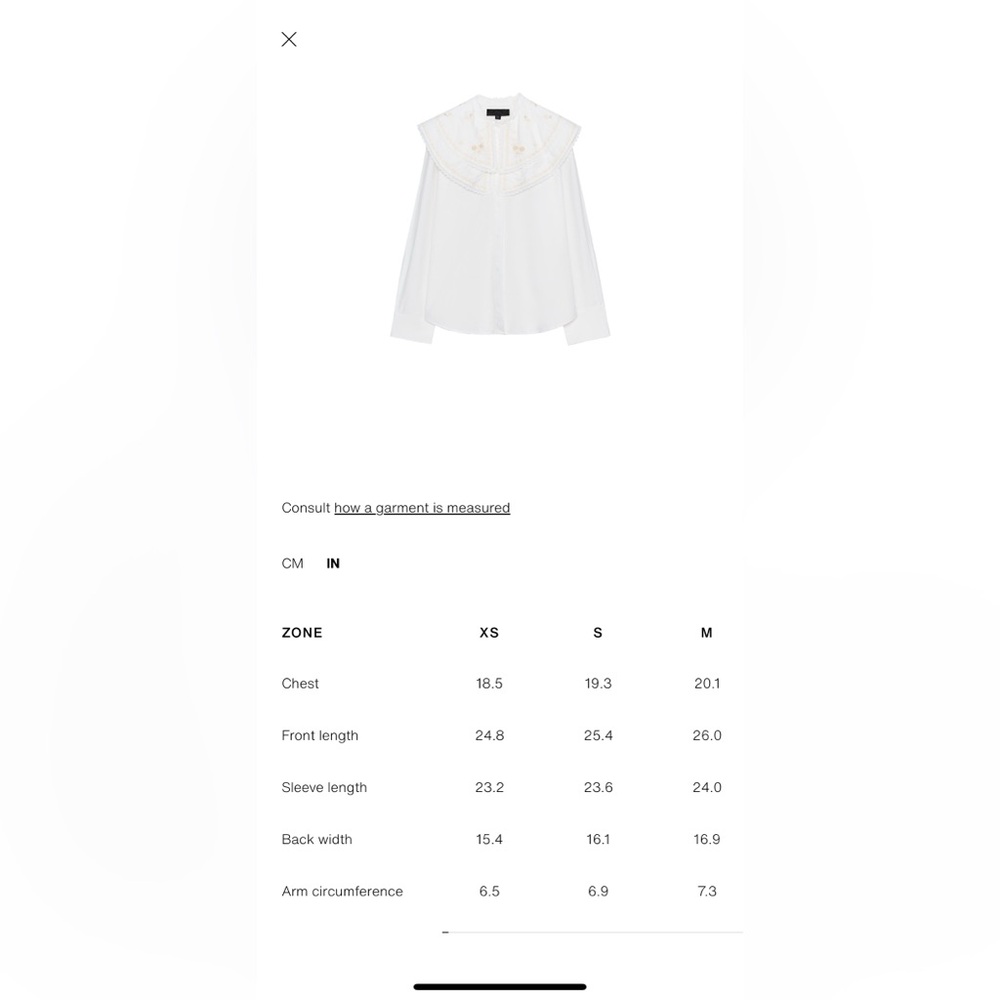 Zara Embroidered Peter Pan Collar Poplin Blouse Shirt - NWT - Picture 8 of 9